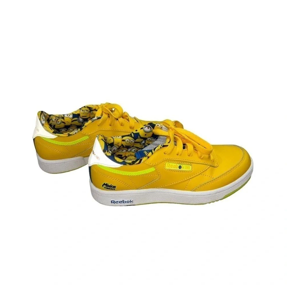 Reebok Kids Size 3 Club C Minion Sneakers Colab Accent Lining Despicable Me